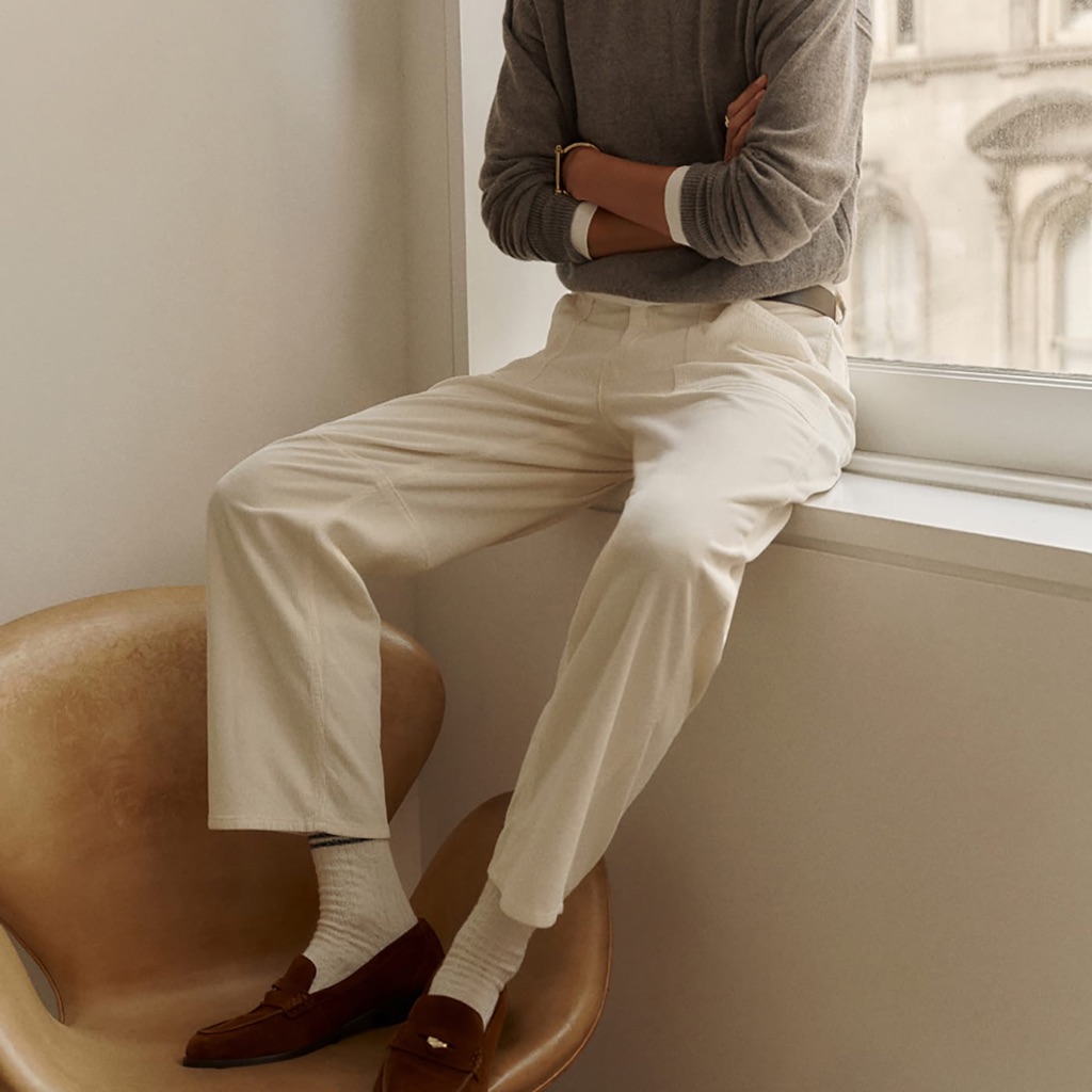 Nwt Madewell Darted Barrel-Leg Utility Pant Corduroy Vintage Canvas Cream Sz 29